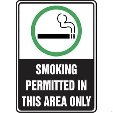 Accuform Smoking Permitted In This Area Only, Aluma-Lite, 7 in x 5 in MSMK537XL